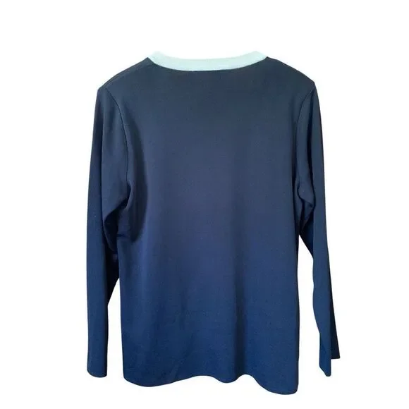 Misook Open Knit Gold Trim Cardigan Black Size M - Picture 2 of 12